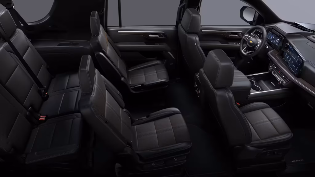 Interior of Chevrolet Suburban luxury SUV used by Urban Black Transport for premium chauffeur service in Detroit